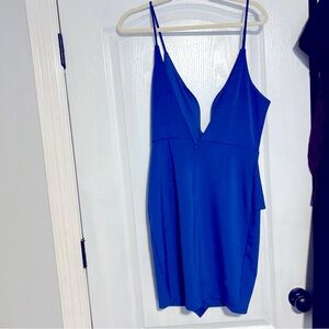 Blue V-Neck Spaghetti Strap Dress
